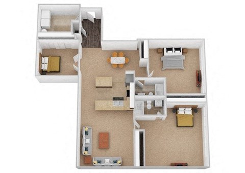 Floor plan for 3 beds, 2 baths, 1658 sqft